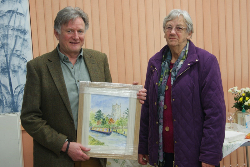 Simon Buteux with the picture presented to him by the Society and the artist