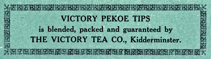Victory Pekoe Tips label (Victory Tea Company) 1949